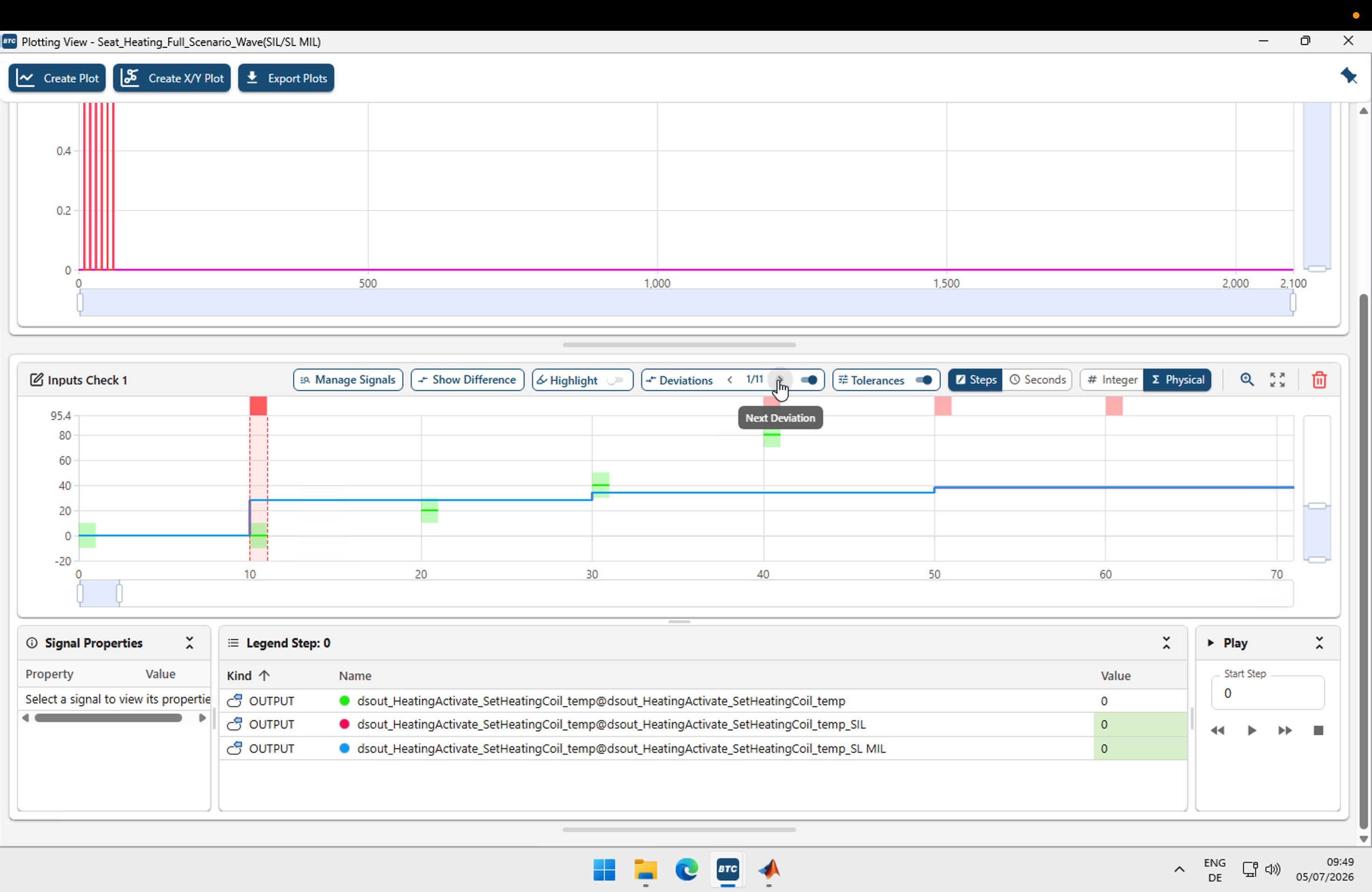 Plotting view with the diff feature — deviations between SIL and MIL highlighted